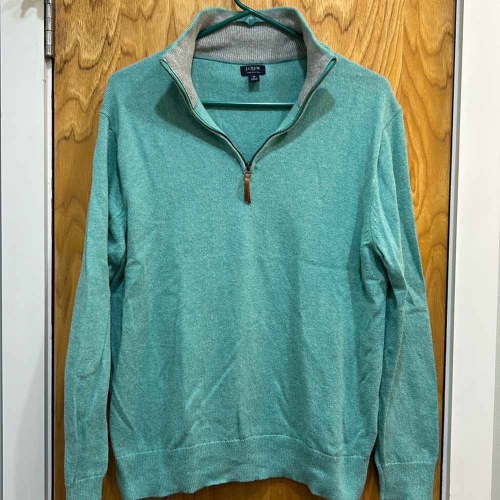 J.Crew 100% Cotton Quarter Zip Sweater Men’s Medium Green Pullover